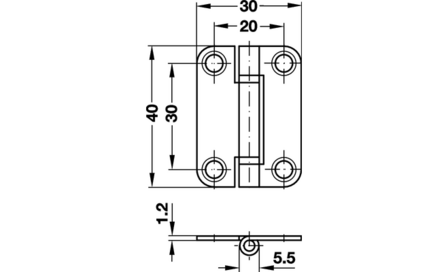 Scharnier 30 x 40 mm