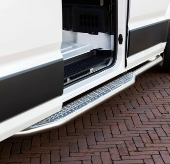 RVS Side-bar set Volkswagen Crafter L3 (&#039;17&gt;), WB 3640, FWD, type PD opstap t.h.v. schuifdeur rechts