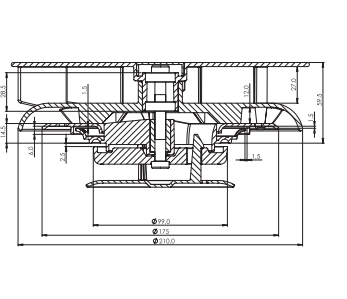 Zelfdraaiende mechanische dakluchter, Turbo rotating 3 klein &Oslash;22