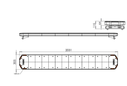 Flitsbalk 203cm TA1 amber/transp. lenzen