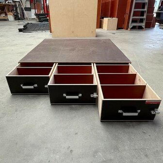 Voorraad nr. 3: Bodembak met 3 laden exclusief rol-elementen 122x124x22 LxBxH