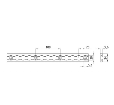 Airline ankerrail ZWART &oslash; 20 mm