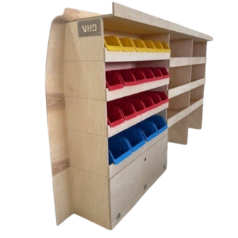 A2 Linkerzijde stelling met bakken en legbord gedeelte