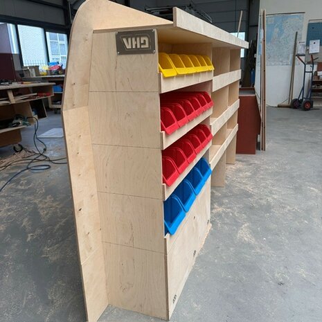 Voorraad nr. 340: Linkerzijde stelling met bakken en legbord gedeelte Custom L2 2012-2023