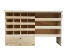 A4 Linkerzijde stelling met vakken en legbord gedeelte