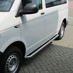 RVS Side-bar set Volkswagen T6.1 ('20>) & T5/T6 ('03-'20), LWB, WB3400, 45° bochten geborsteld